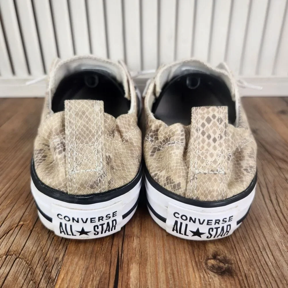 Converse CTAS Shoreline Snake Print Womens Size 7 Beige Canvas Low Shoes 571139F
